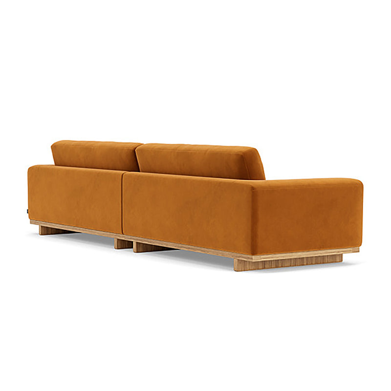 Aya Velvet 4 Seater Sofa (Oak, Matt Amber)