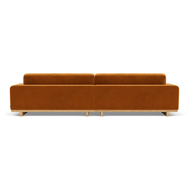 Aya Velvet 4 Seater Sofa (Oak, Matt Amber)