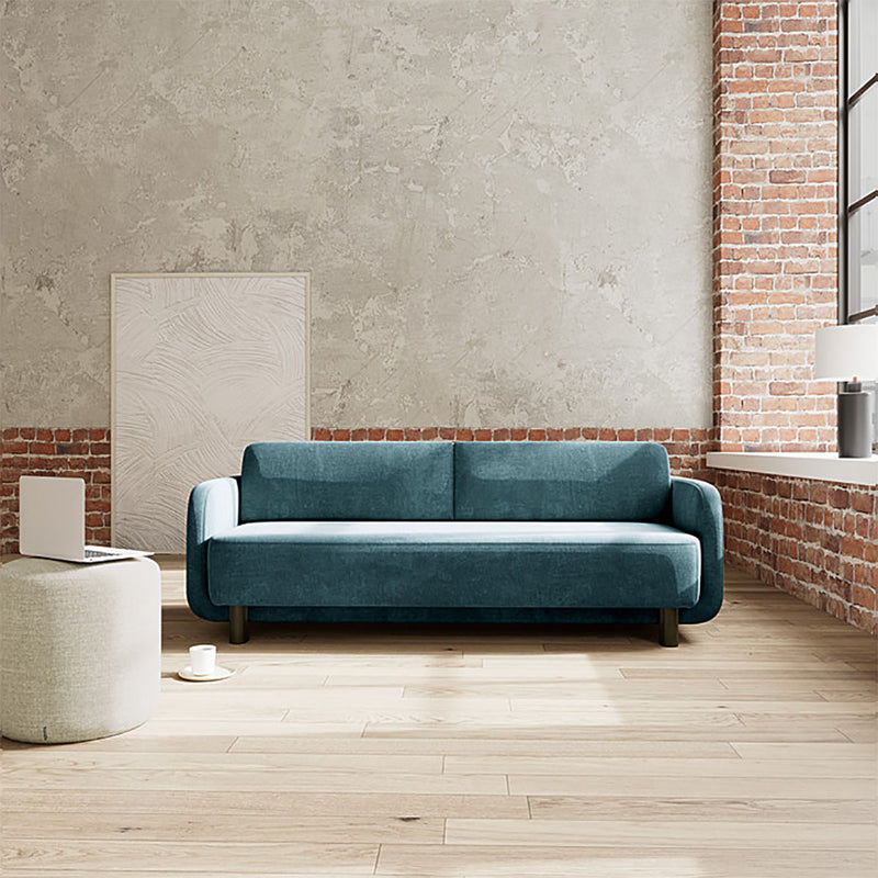 Danny Dust Blue Textured Weave / Dark Walnut