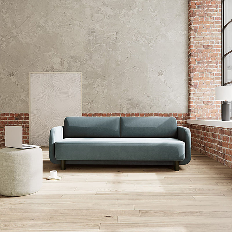 Forest Dust Blue Fabric / Dark Walnut