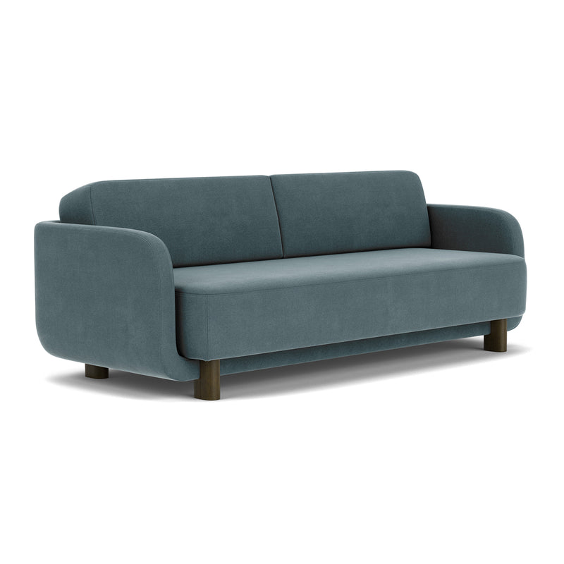 Forest Dust Blue Fabric / Dark Walnut