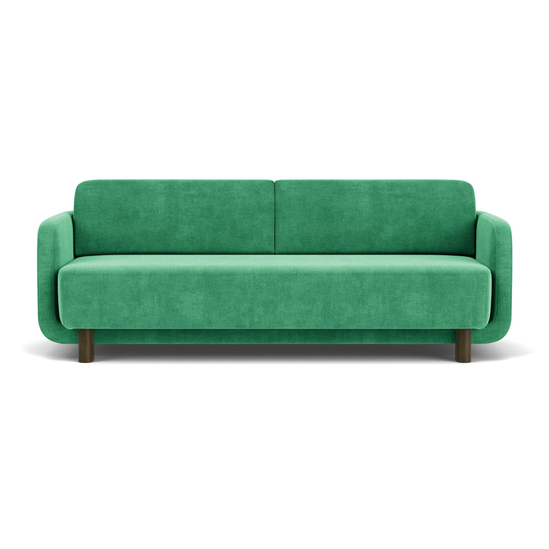 Moss Grass Green Fabric / Dark Walnut