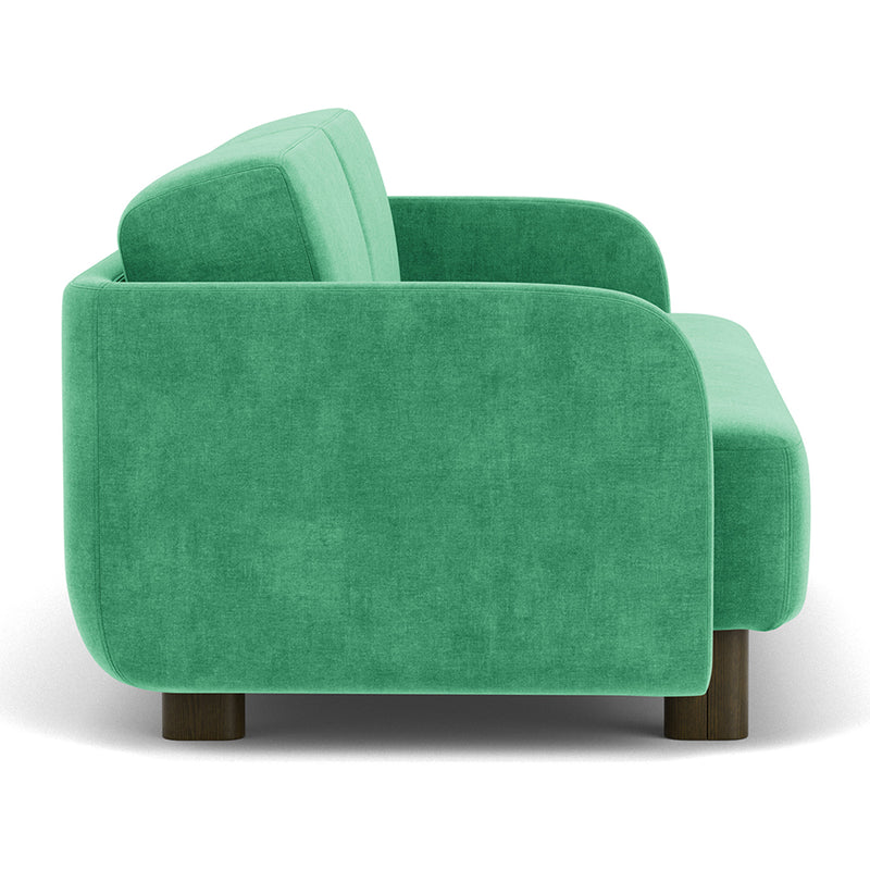 Moss Grass Green Fabric / Dark Walnut