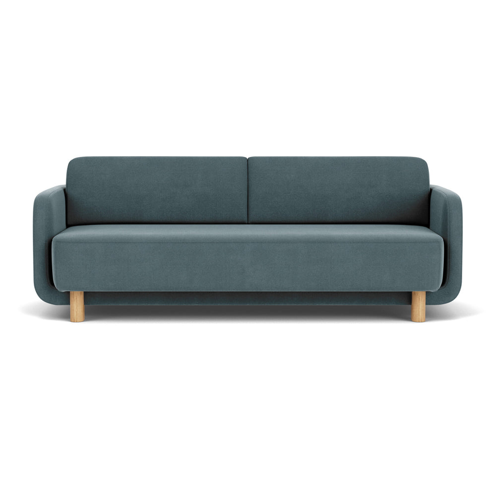 Forest Dust Blue Fabric / Oak