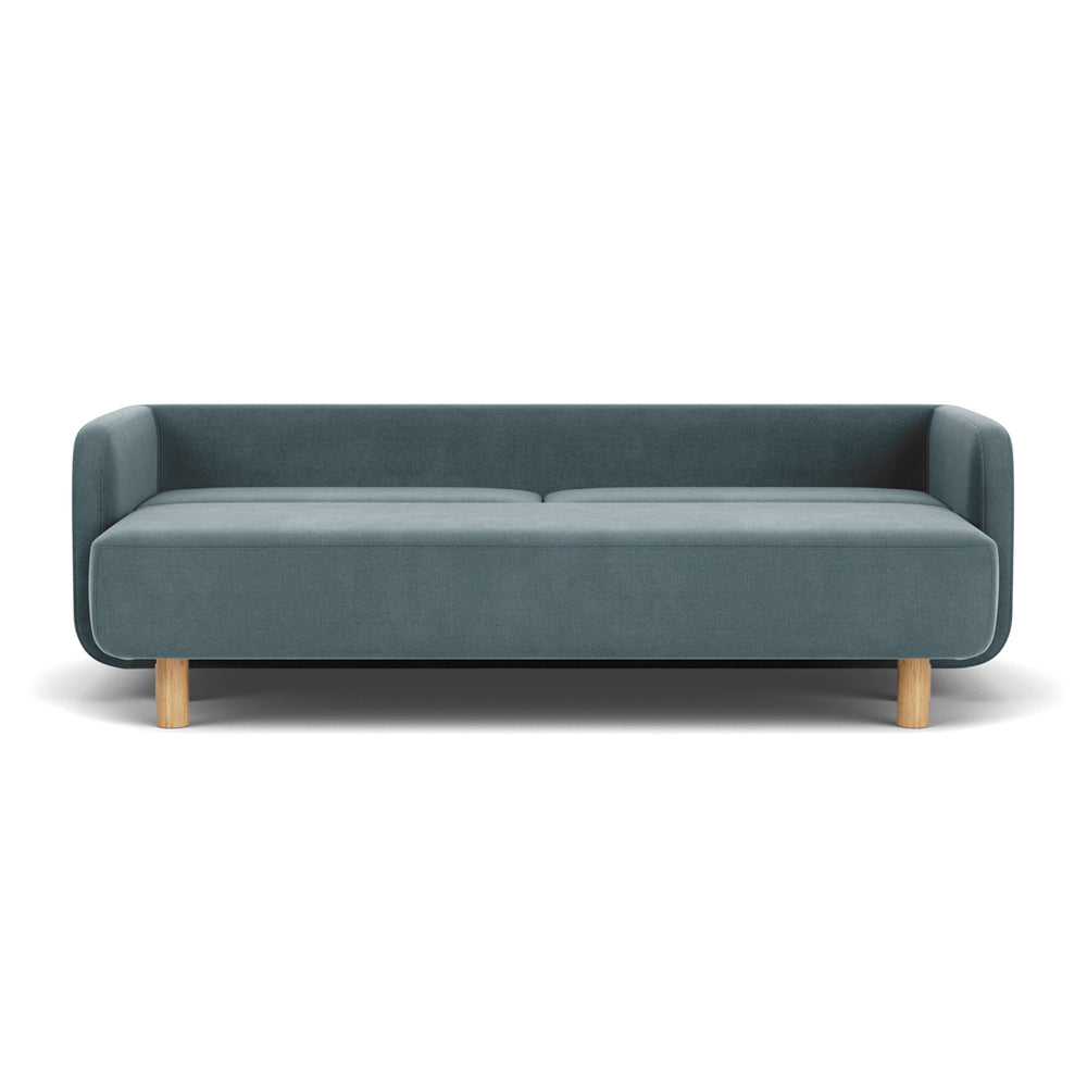 Forest Dust Blue Fabric / Oak
