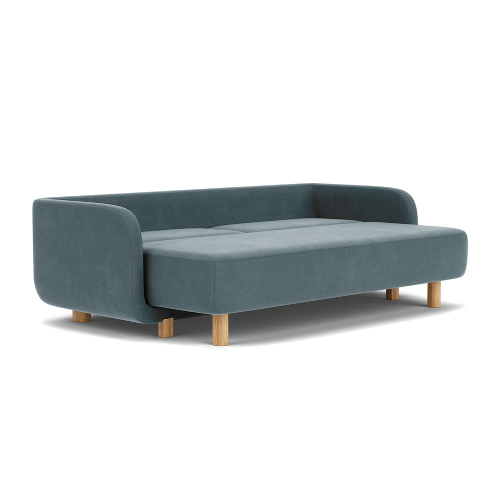 Forest Dust Blue Fabric / Oak