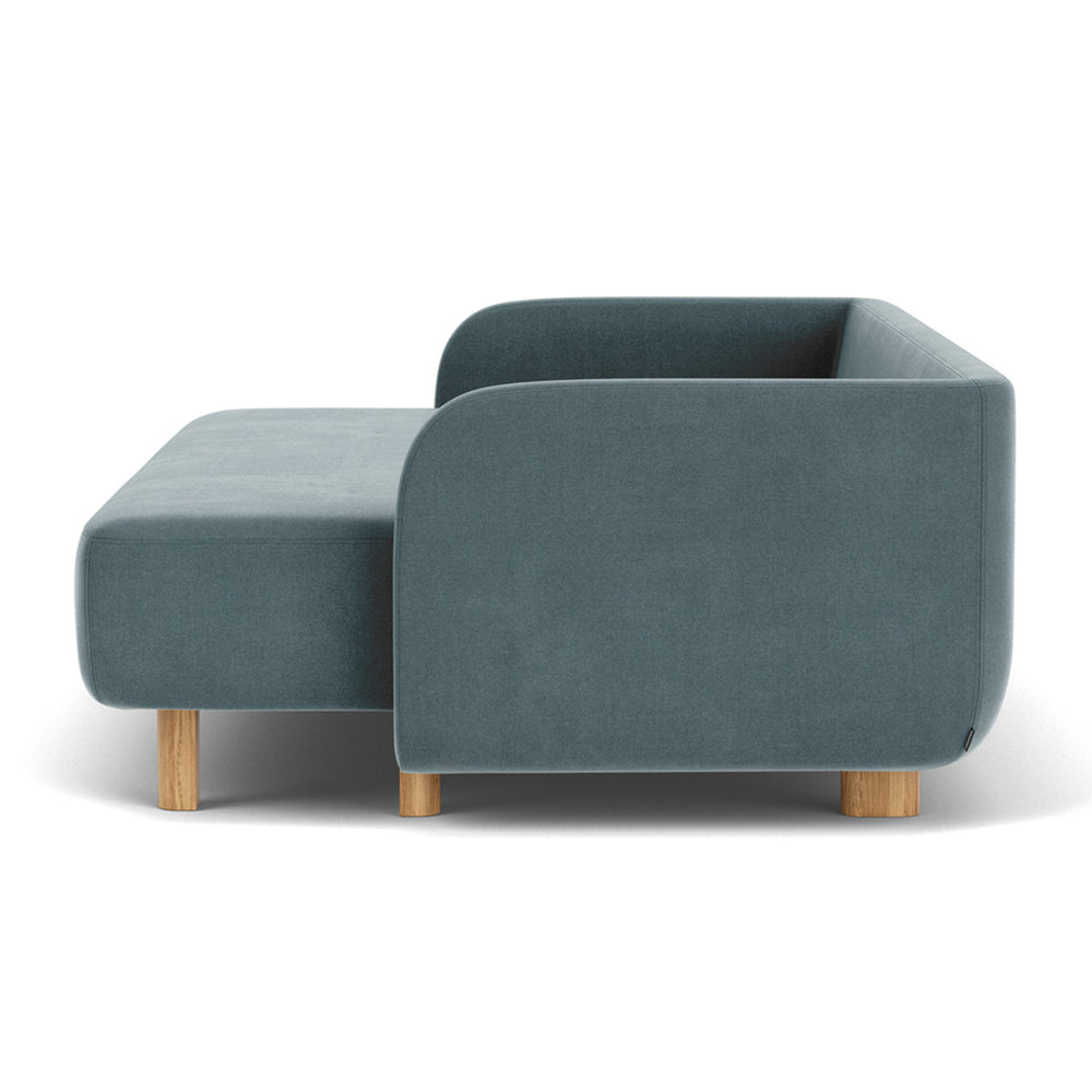 Forest Dust Blue Fabric / Oak