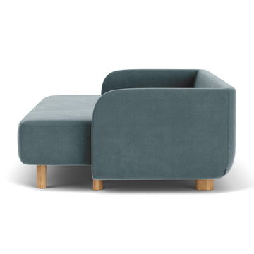 Forest Dust Blue Fabric / Oak