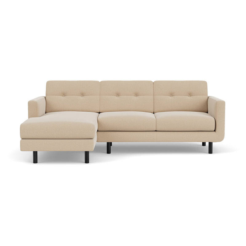 Conrad Fabric Left Chaise Sofa (Black Metal, Form Cream)