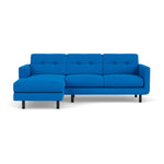 Conrad Fabric Left Chaise Sofa (Black Metal, Cobalt Blue)