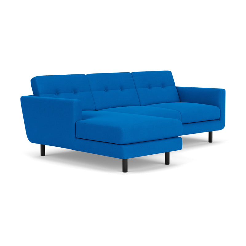 Conrad Fabric Left Chaise Sofa (Black Metal, Cobalt Blue)