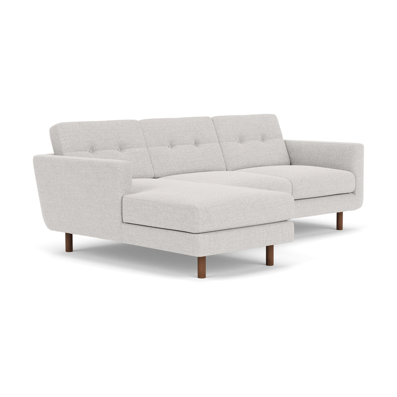 Conrad Fabric Left Chaise Sofa (Walnut Natural, Cool Grey Weave)