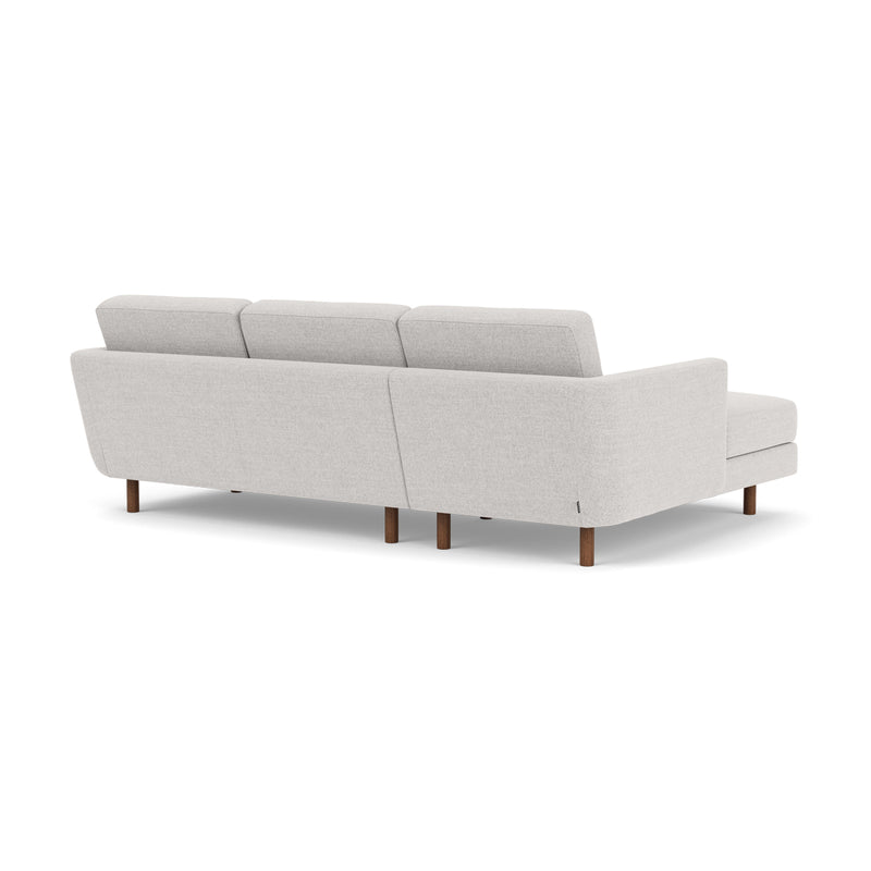 Conrad Fabric Left Chaise Sofa (Walnut Natural, Cool Grey Weave)