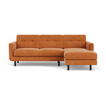 Conrad Fabric Right Chaise Sofa (Black Metal, Amber)