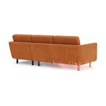 Conrad Fabric Right Chaise Sofa (Black Metal, Amber)