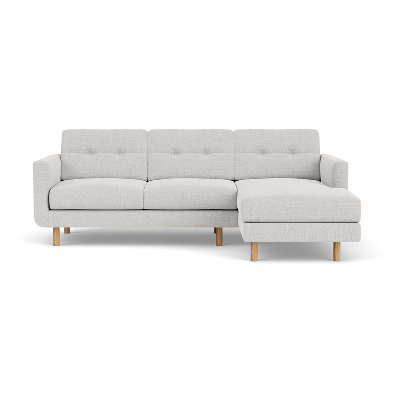 Conrad Fabric Right Chaise Sofa (Oak, Cool Grey Weave)