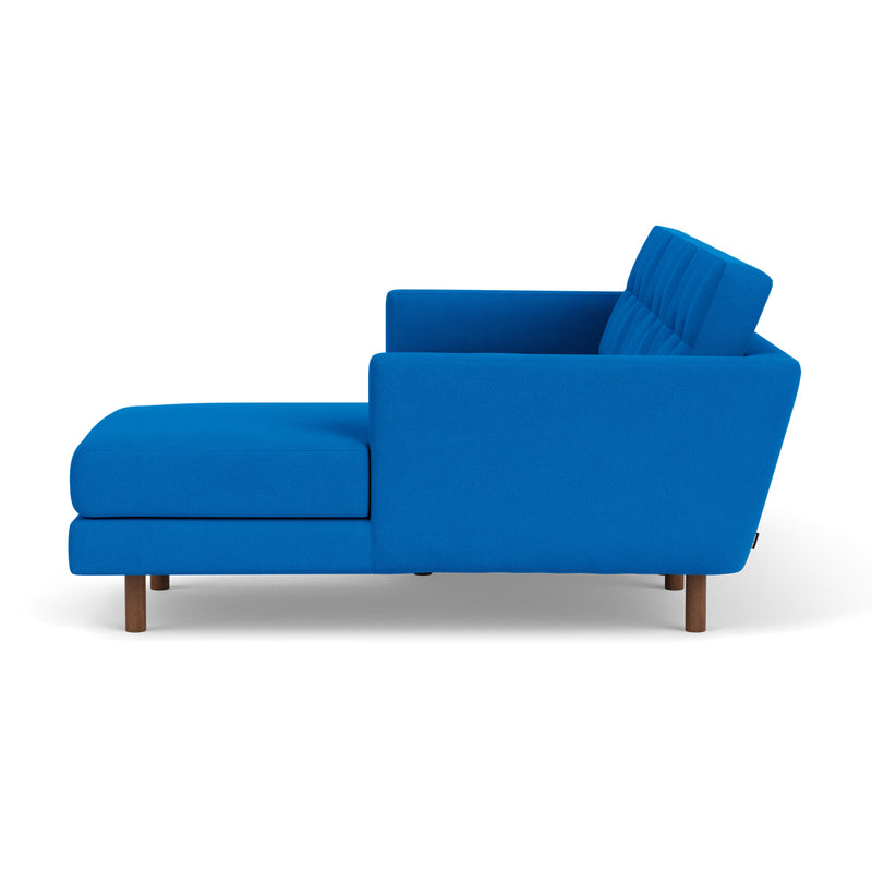 Conrad Fabric Right Chaise Sofa (Walnut Natural, Cobalt Blue)