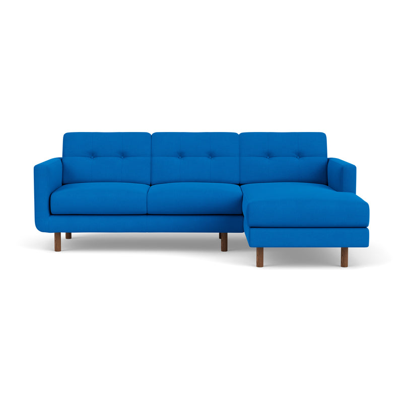 Conrad Fabric Right Chaise Sofa (Walnut Natural, Cobalt Blue)