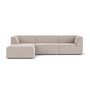 Dane 3 Seater Modular Sofa with Footrest - Fabio Stone Fabric