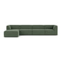 Dane 4 Seater Modular Sofa with Footrest - Cura Dark Green Weave