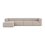 Dane 4 Seater Modular Sofa with Footrest - Fabio Stone Fabric