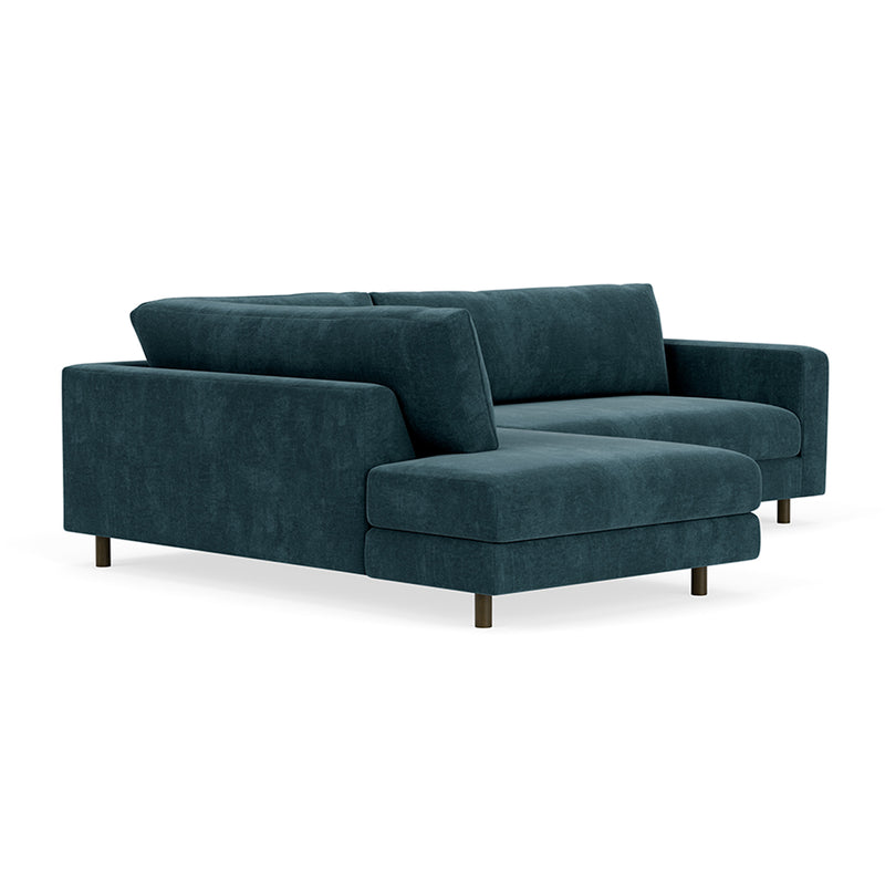 Danny Dust Blue Textured Weave / Dark Walnut