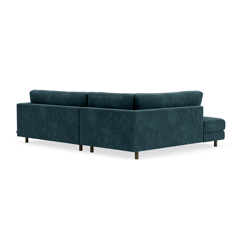 Danny Dust Blue Textured Weave / Dark Walnut