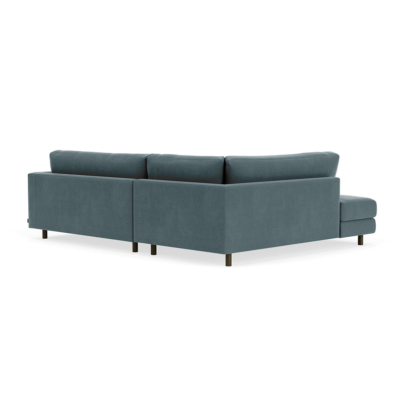 Forest Dust Blue Fabric / Dark Walnut