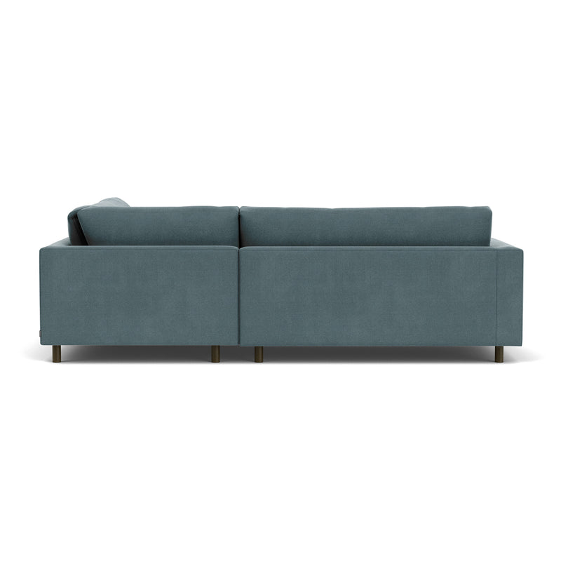 Forest Dust Blue Fabric / Dark Walnut