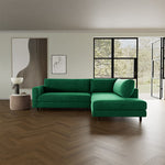 Moss Grass Green Fabric / Dark Walnut