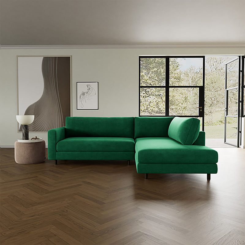 Moss Grass Green Fabric / Dark Walnut