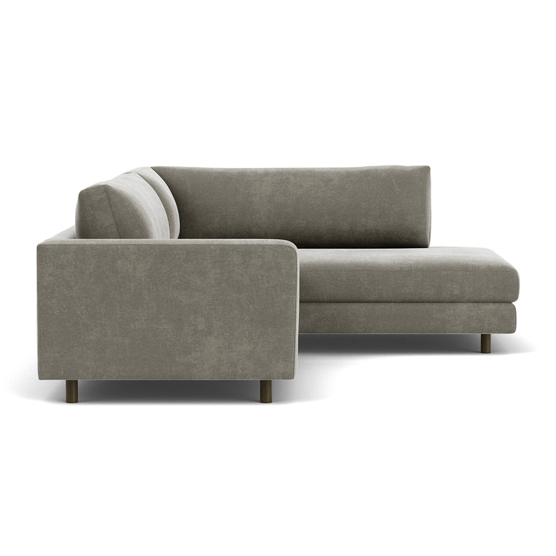 Planet Grey Green Fabric / Dark Walnut