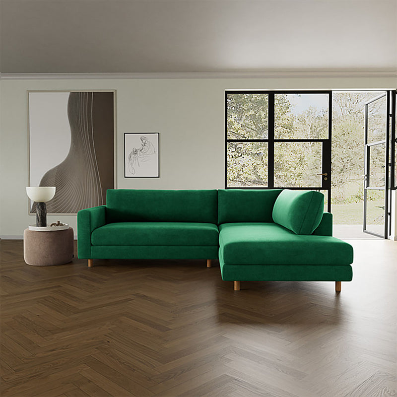 Moss Grass Green Fabric / Oak