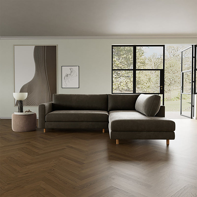 Planet Grey Green Fabric / Oak