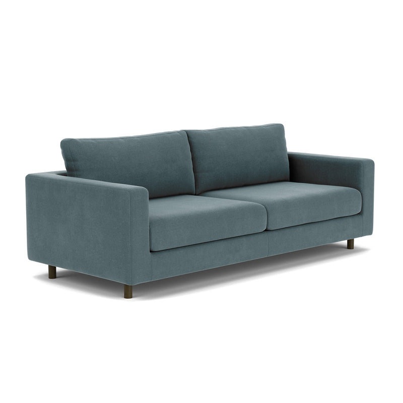 Forest Dust Blue Fabric / Dark Walnut