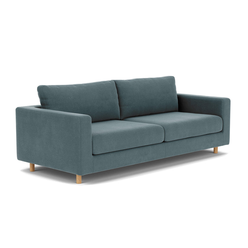 Forest Dust Blue Fabric / Oak