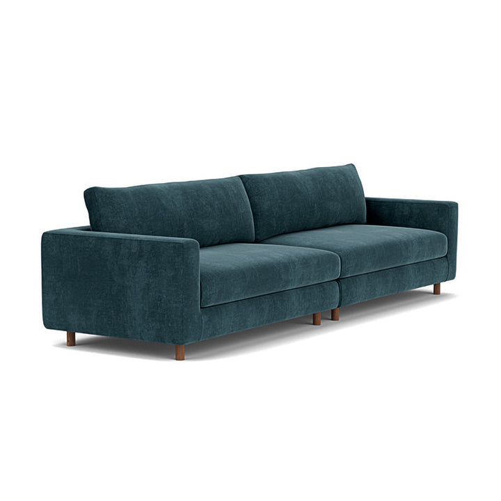 Dylan Fabric 4 Seater Sofa (Walnut Natural, Dust Blue)