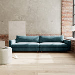 Danny Dust Blue Textured Weave / Walnut Natural