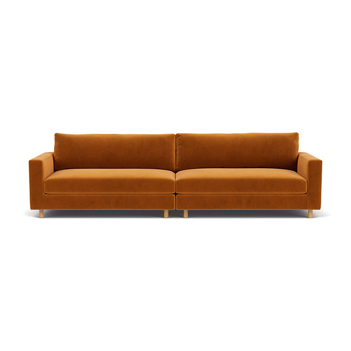 Dylan Velvet 4 Seater Sofa (Oak, Matt Amber)