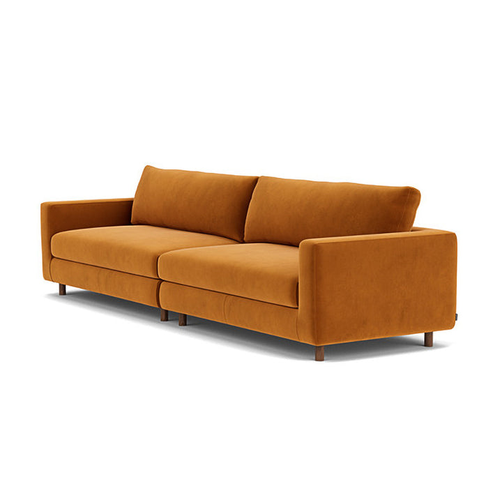 Dylan Velvet 4 Seater Sofa (Walnut Natural, Matt Amber)