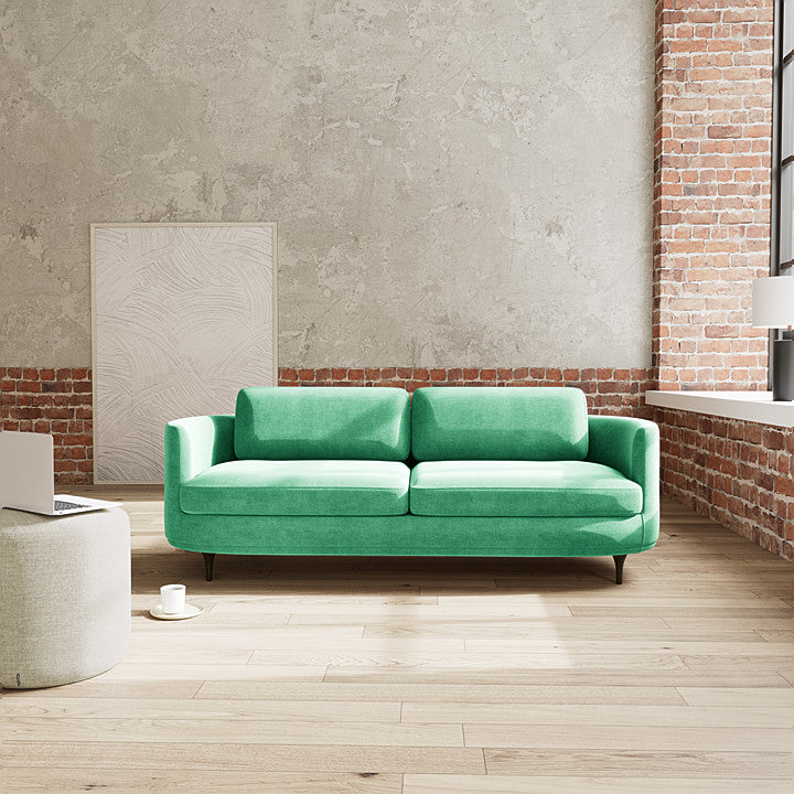 Moss Grass Green Fabric / Dark Walnut