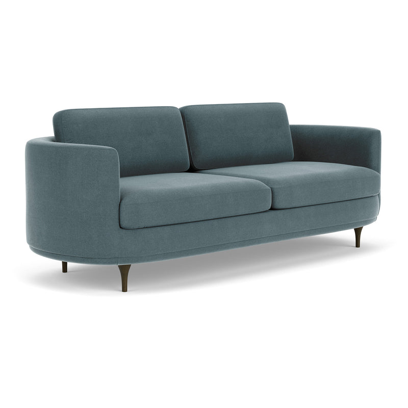 Forest Dust Blue Fabric / Dark Walnut