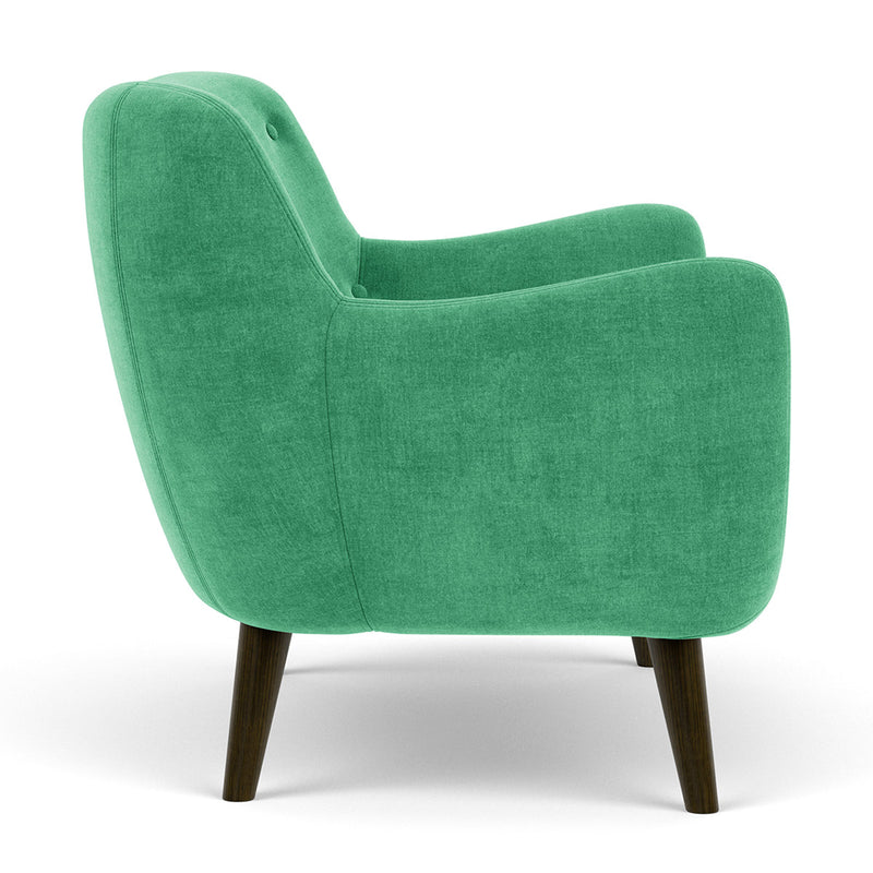 Moss Grass Green Fabric / Dark Walnut