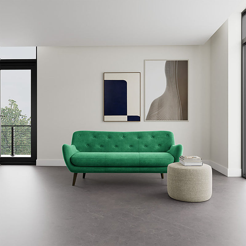 Moss Grass Green Fabric / Dark Walnut