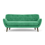Herman 3 Seater Sofa - Moss Grass Green Fabric / Dark Walnut