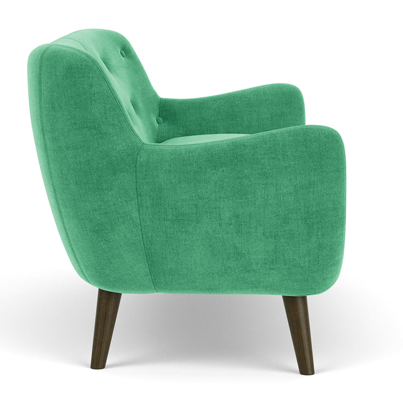 Moss Grass Green Fabric / Dark Walnut