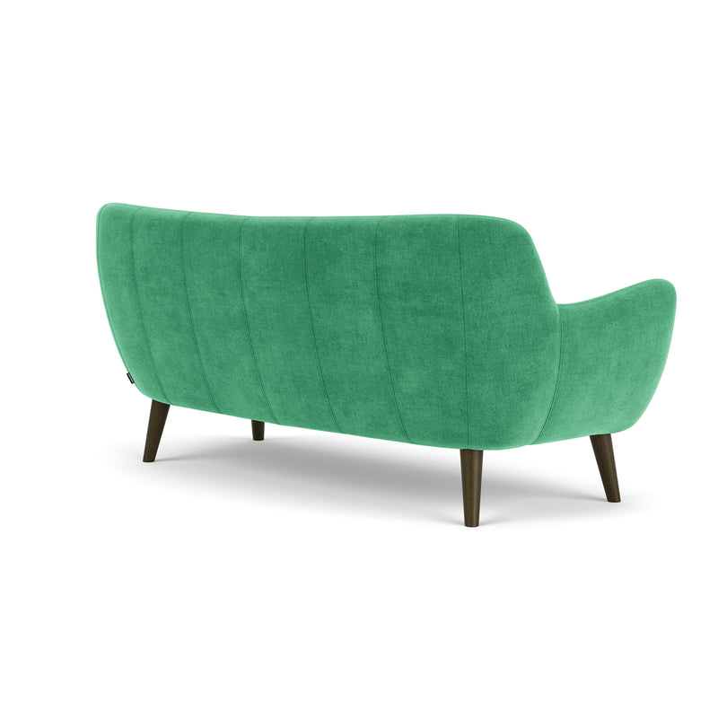 Moss Grass Green Fabric / Dark Walnut