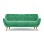 Herman 3 Seater Sofa - Moss Grass Green Fabric / Oak
