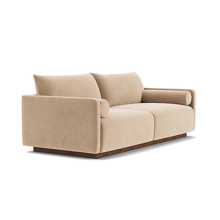 Kenta Velvet 3 Seater Sofa (Walnut Natural, Sapphire)