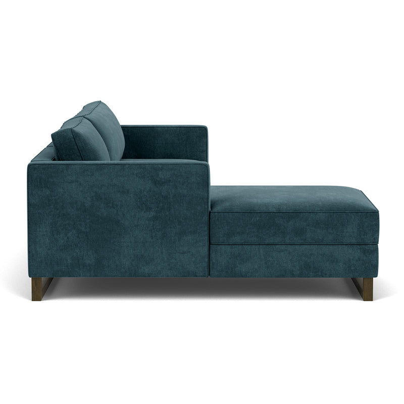 Danny Dust Blue Textured Weave / Dark Walnut
